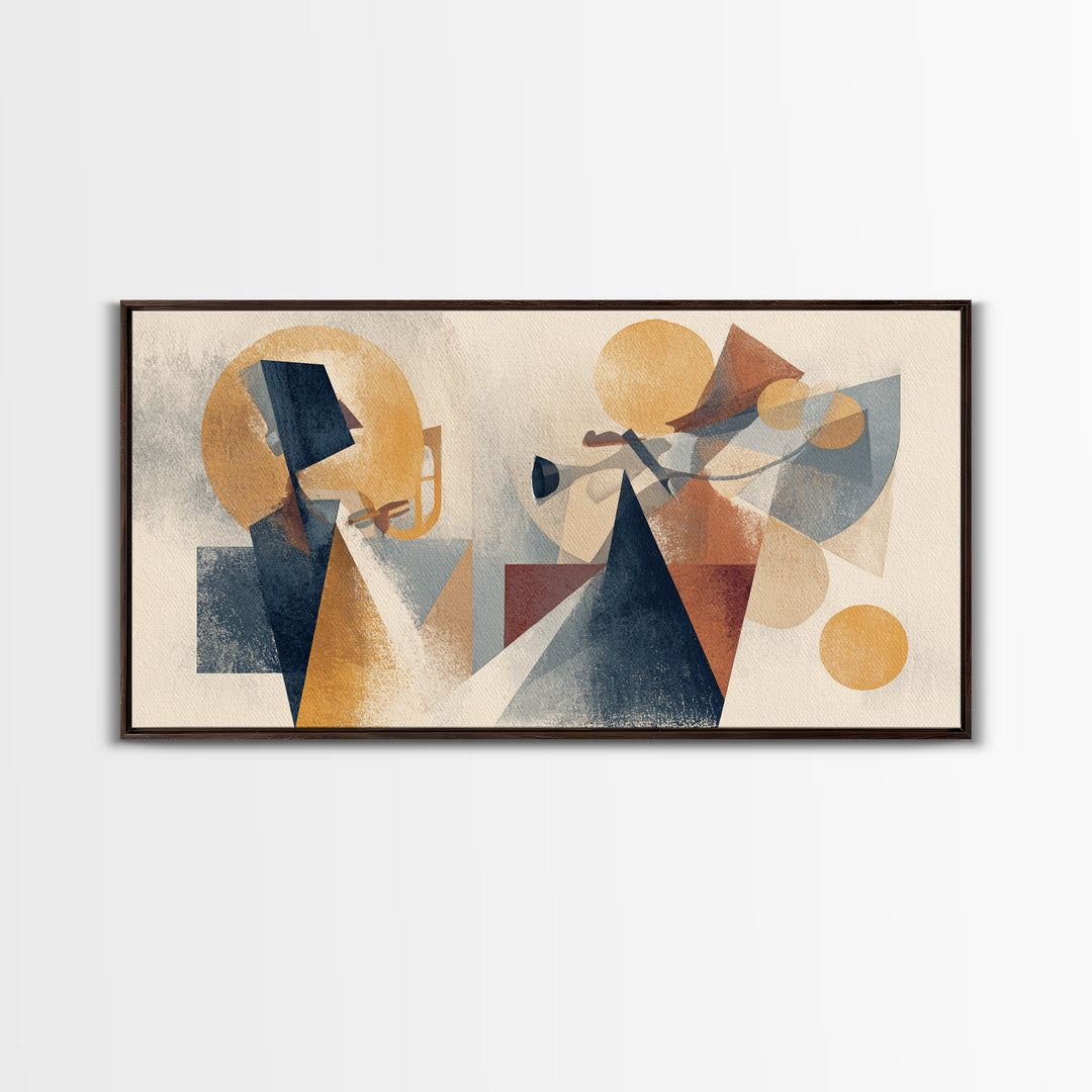 Jazz Musician in Angular Mid Century Style Canvas Print, Midcentury Modern Art, Digital Art, Living Room Decor, Retro, MMA-2x1-29