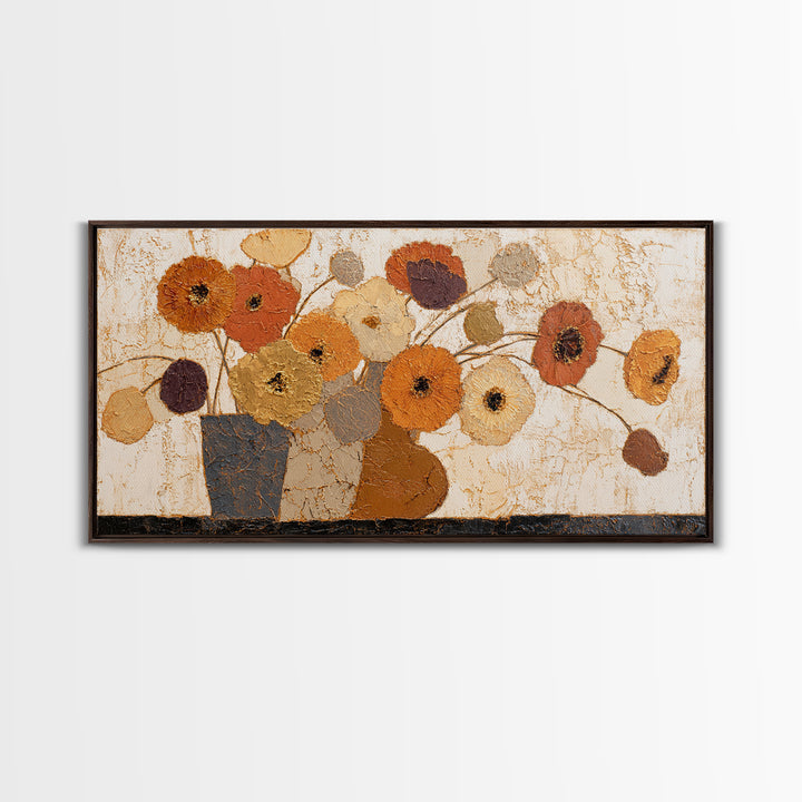 Vase of Flowers Rendered Framed Canvas Print, Midcentury Modern Art, Poster, Living Room Decor, Fine Art, Retro, Art Deco, MMA-2x1-40