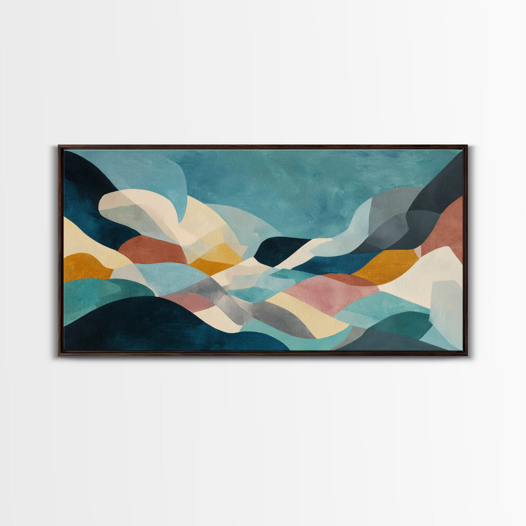 Teal Sofa Era Abstract Pattern Without Furniture Canvas Print, Midcentury Modern Art, Living Room Decor, Retro, MMA-2x1-44
