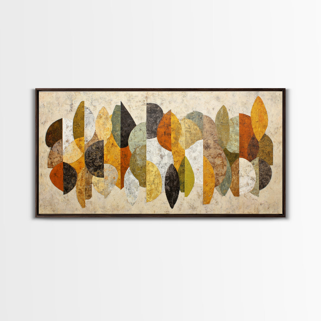 Abstract Leaf Shapes Canvas Print, Midcentury Modern Art, Art, Living Room Decor, Watercolor Art, Retro, Abstract Art, MMA-2x1-78
