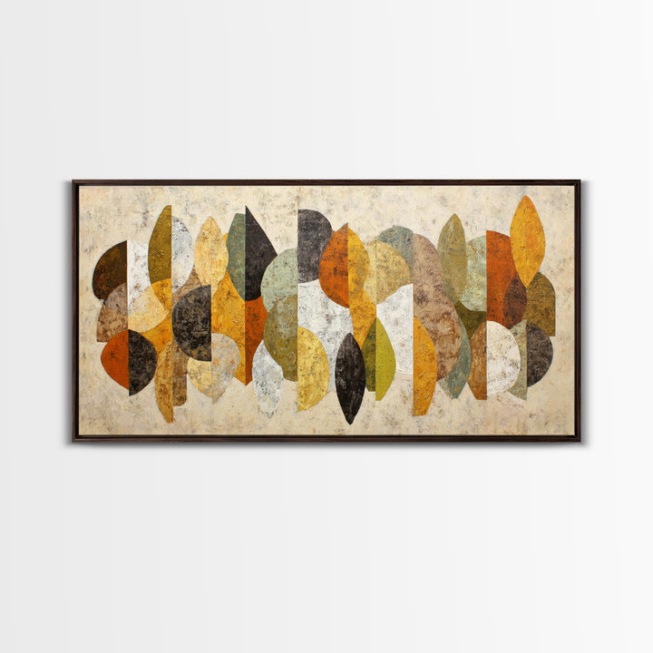Abstract Leaf Shapes Canvas Print, Midcentury Modern Art, Art, Living Room Decor, Watercolor Art, Retro, Abstract Art, MMA-2x1-78