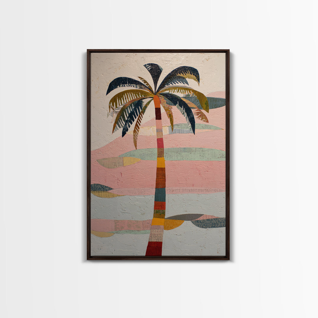 Stylized Palm Tree Framed Canvas Print, Midcentury Modern Art, Art Print, Living Room Decor, Fine Art, Retro, Abstract Wall Art, MMA-2x3-1