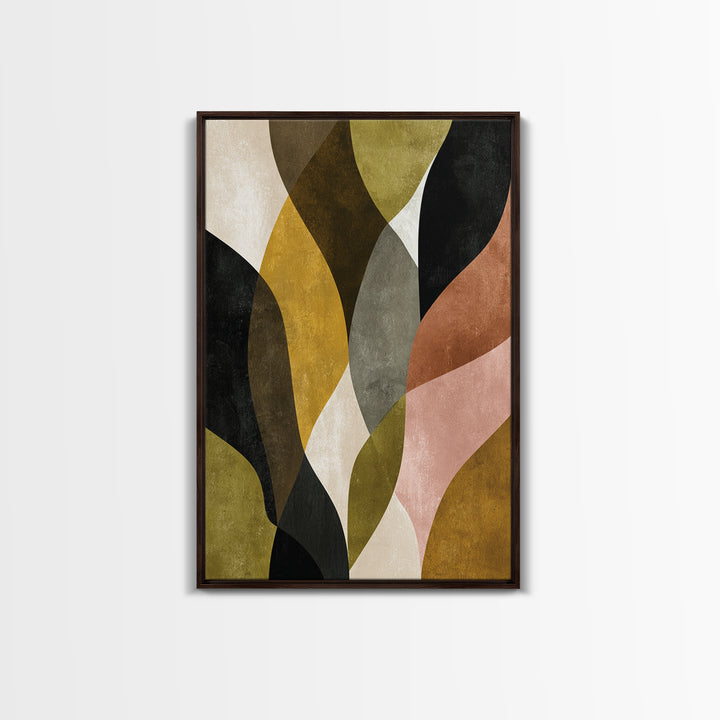 Abstract Leaf Shapes Framed Canvas Print, Midcentury Modern Art, Home Decor, Living Room Decor, Fine Art, Retro, Boho, MMA-2x3-18