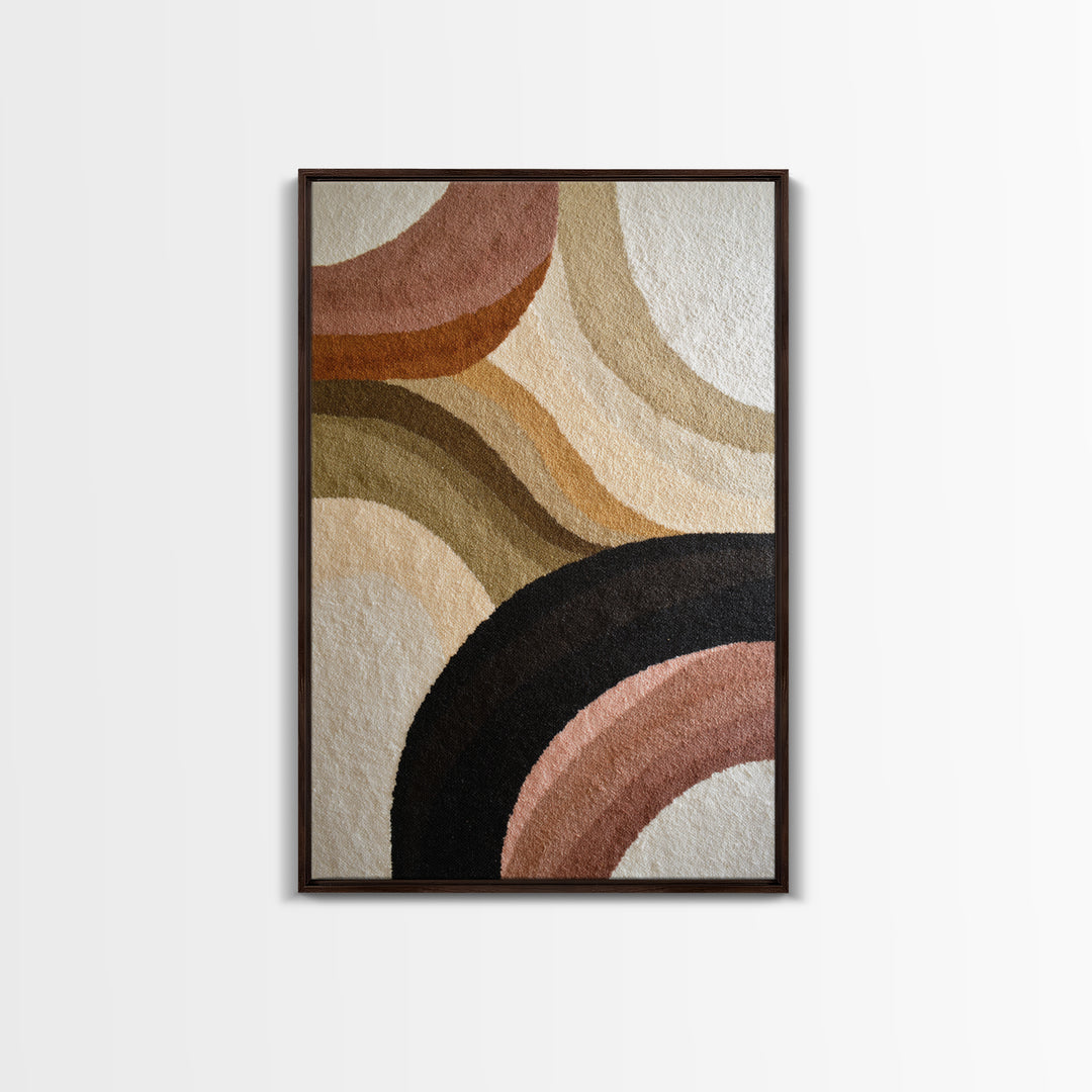 Large Sun and Hill Shapes Framed Canvas Print, Midcentury Modern Art, Living Room Decor, Abstract Art, Retro, MMA-2x3-37