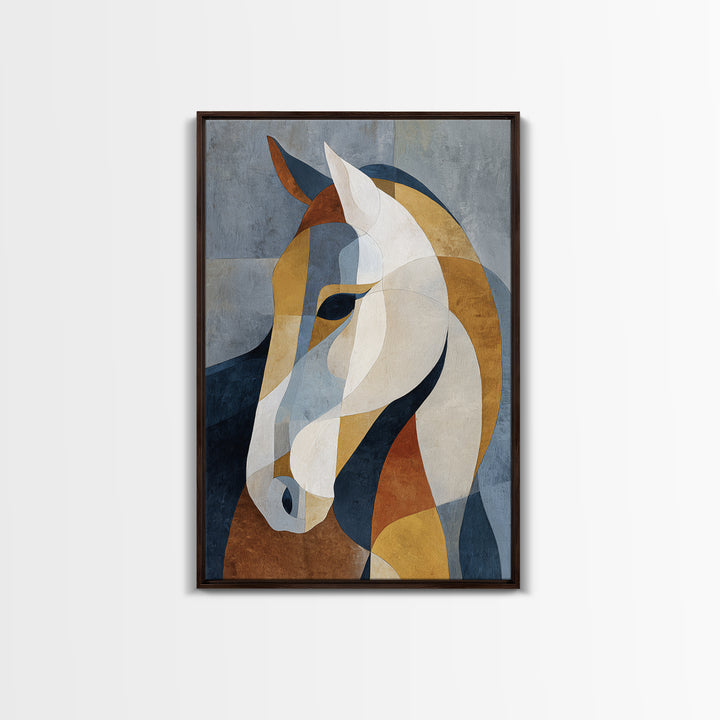 Mid Century Horse Framed Canvas Print, Midcentury Modern Art, Prints, Living Room Decor, Oil Painting, Retro, Abstract Wall Art, MMA-2x3-51