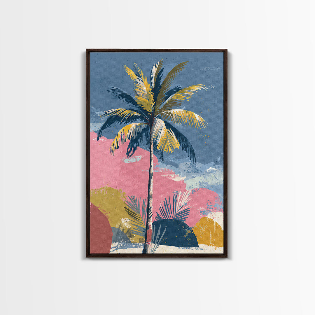 Stylized Palm Tree Framed Canvas Print, Midcentury Modern Art, Living Room Decor, Fine Art, Retro, Neutral Decor, Modern Decor, MMA-2x3-73