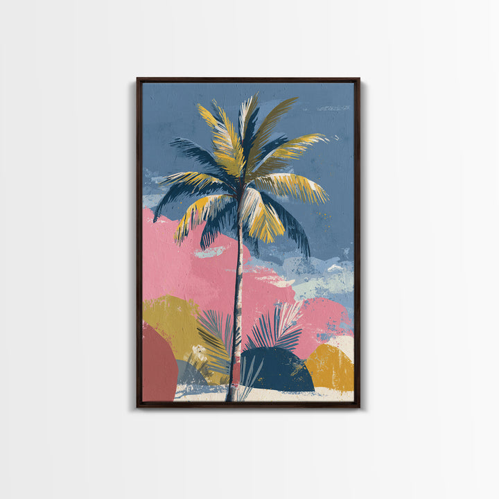 Stylized Palm Tree Framed Canvas Print, Midcentury Modern Art, Living Room Decor, Fine Art, Retro, Neutral Decor, Modern Decor, MMA-2x3-73