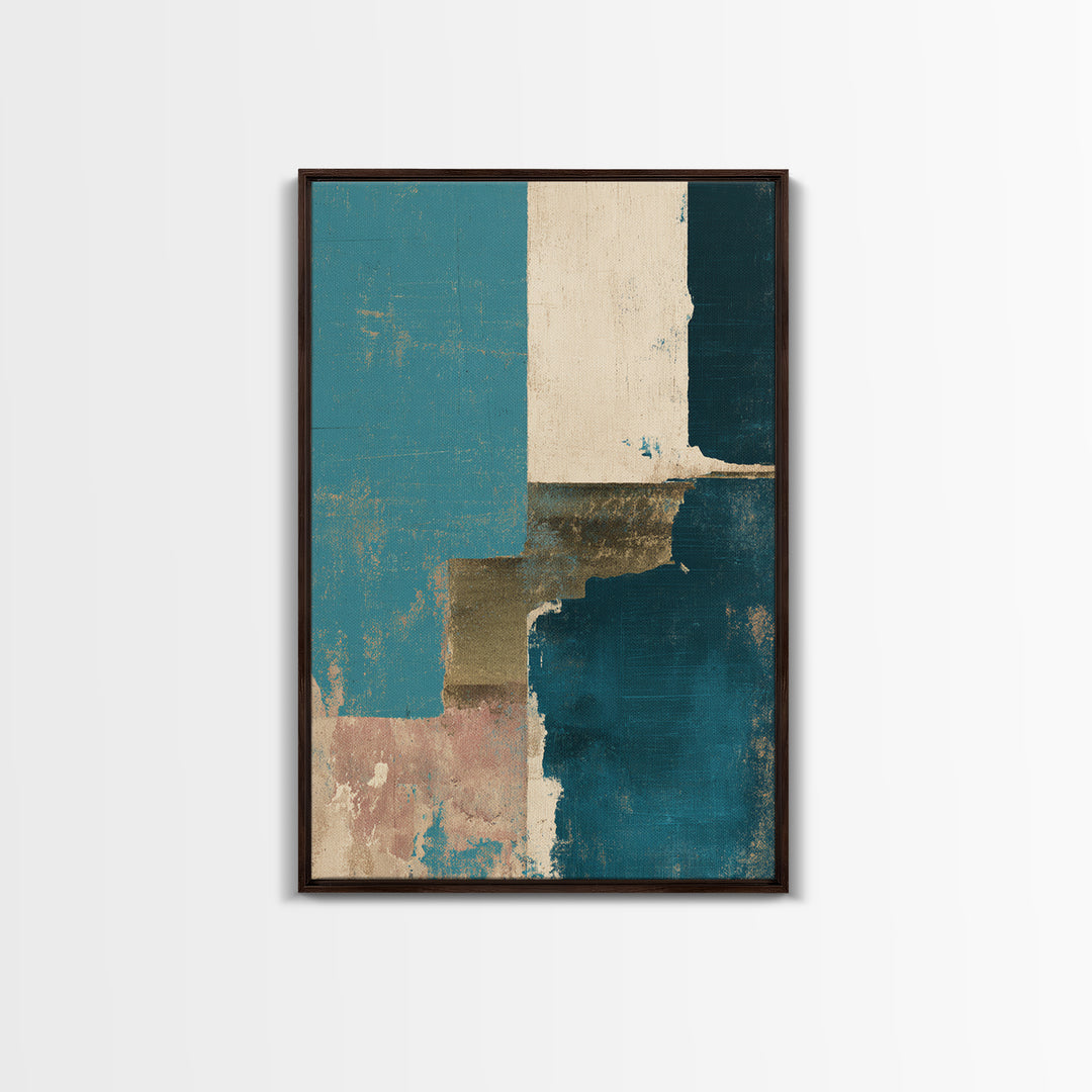 Teal Sofa Era Abstract Pattern Without Furniture Canvas Print, Midcentury Modern Art, Digital Art, Living Room Decor, Retro, MMA-2x3-80