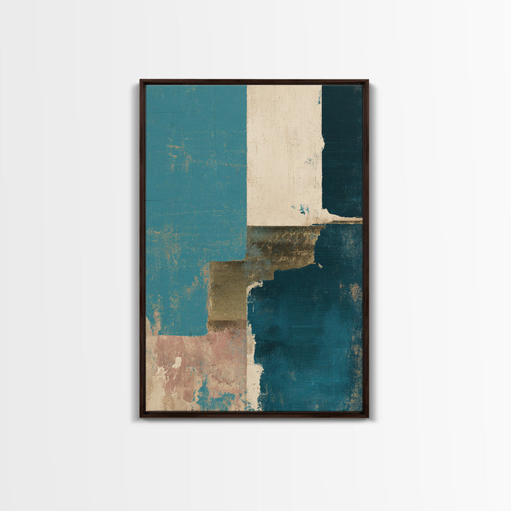 Teal Sofa Era Abstract Pattern Without Furniture Canvas Print, Midcentury Modern Art, Digital Art, Living Room Decor, Retro, MMA-2x3-80
