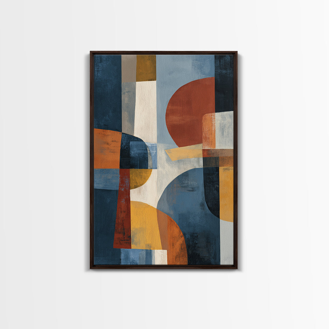 Abstract Cat in Mid Century Color Palette Framed Canvas Print, Midcentury Modern Art, Retro Wall Art, Living Room Decor, Retro, MMA-2x3-83