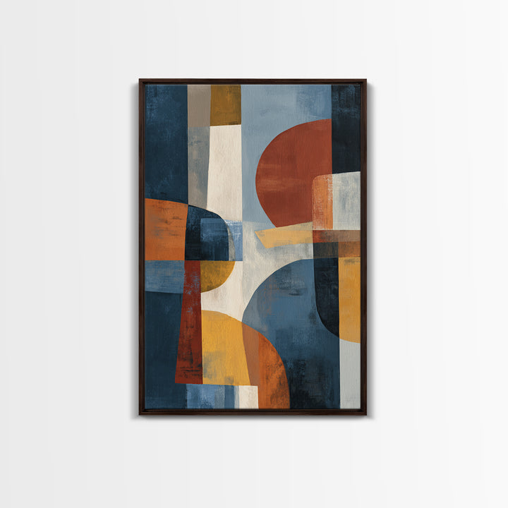 Abstract Cat in Mid Century Color Palette Framed Canvas Print, Midcentury Modern Art, Retro Wall Art, Living Room Decor, Retro, MMA-2x3-83