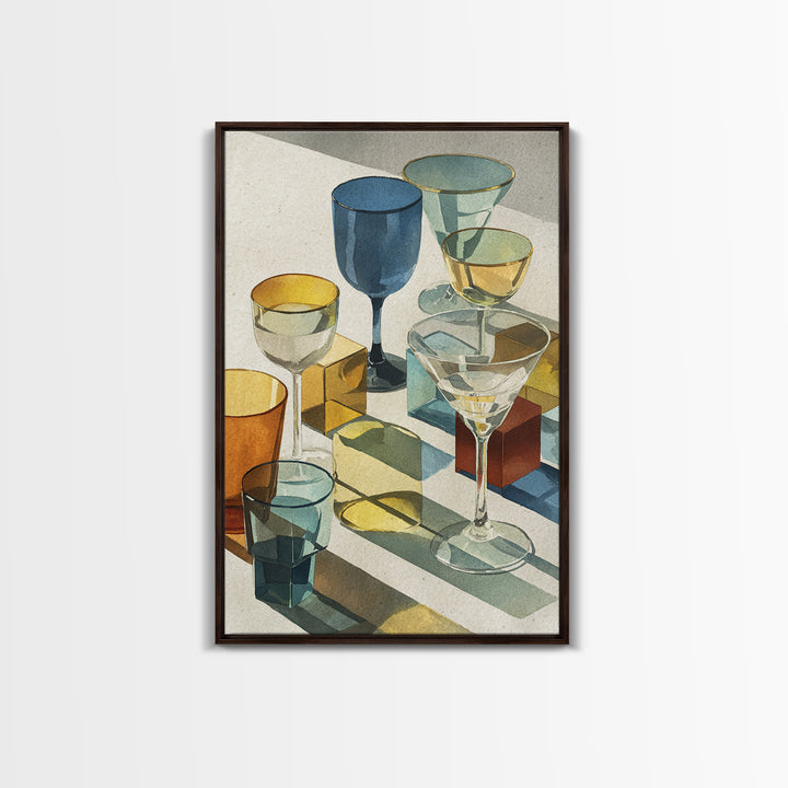 Retro Cocktail Glasses Canvas Print, Midcentury Modern Art, Mid Century Modern, Living Room Decor, Retro, Boho Wall Decor, MMA-2x3-86