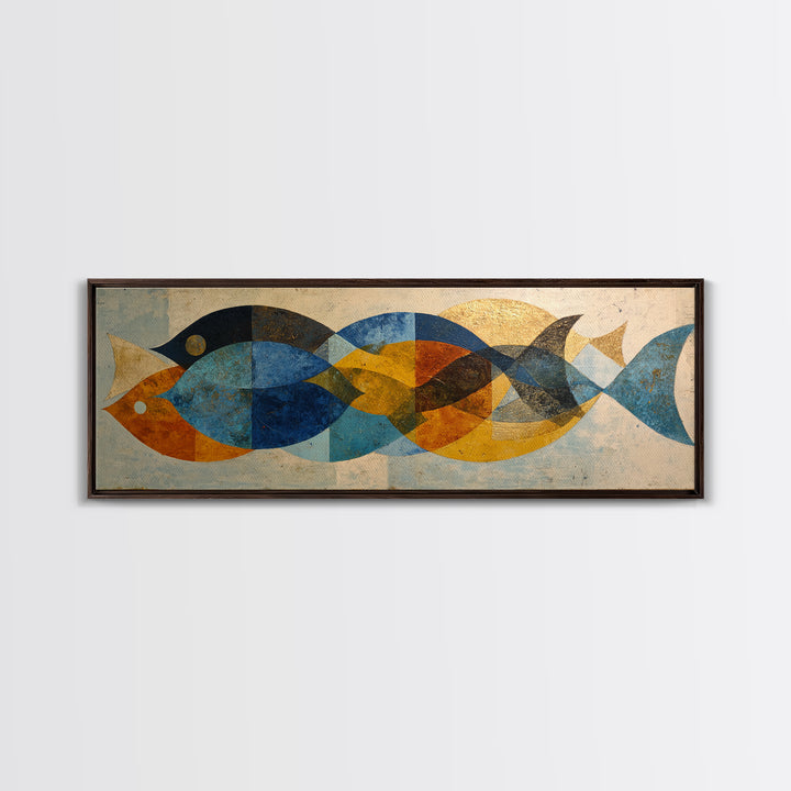 Abstract Fish Shapes Canvas Print, Midcentury Modern Art, Mid Century Modern, Living Room Decor, Retro, Boho Wall Decor, MMA-3x1-34