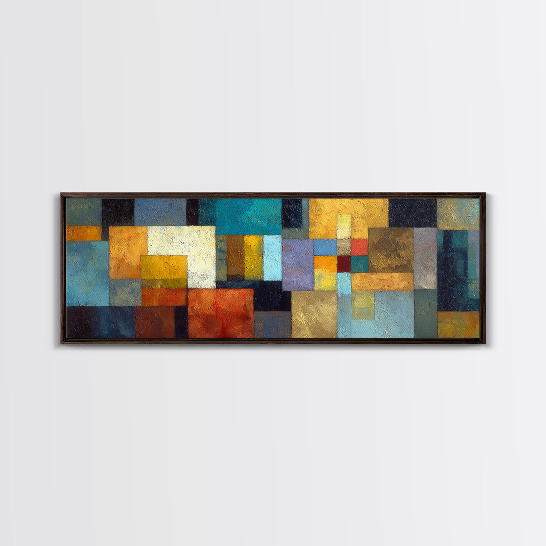 Teal Sofa Era Abstract Pattern Without Furniture Canvas Print, Midcentury Modern Art, Neutral Decor, Living Room Decor, Retro, MMA-3x1-40