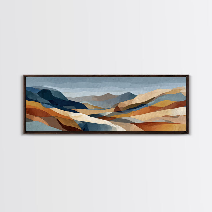 Desert Landscape Reduced to Color Blocks Canvas Print, Midcentury Modern Art, Textured Painting, Living Room Decor, Retro, MMA-3x1-48
