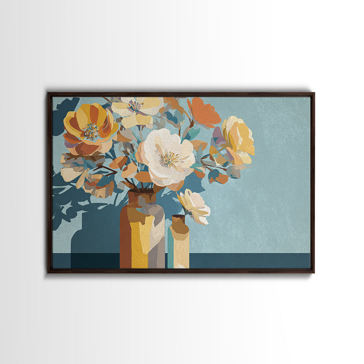 Vase of Flowers Rendered Canvas Print, Midcentury Modern Art, Gallery Decor, Living Room Decor, Fine Art, Retro, Wall Art, MMA-3x2-48