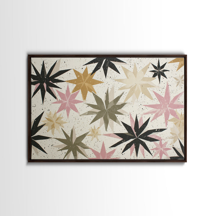 Atomic Starburst Pattern Framed Canvas Print, Midcentury Modern Art, Abstract Art, Living Room Decor, Fine Art, Retro, MMA-3x2-6