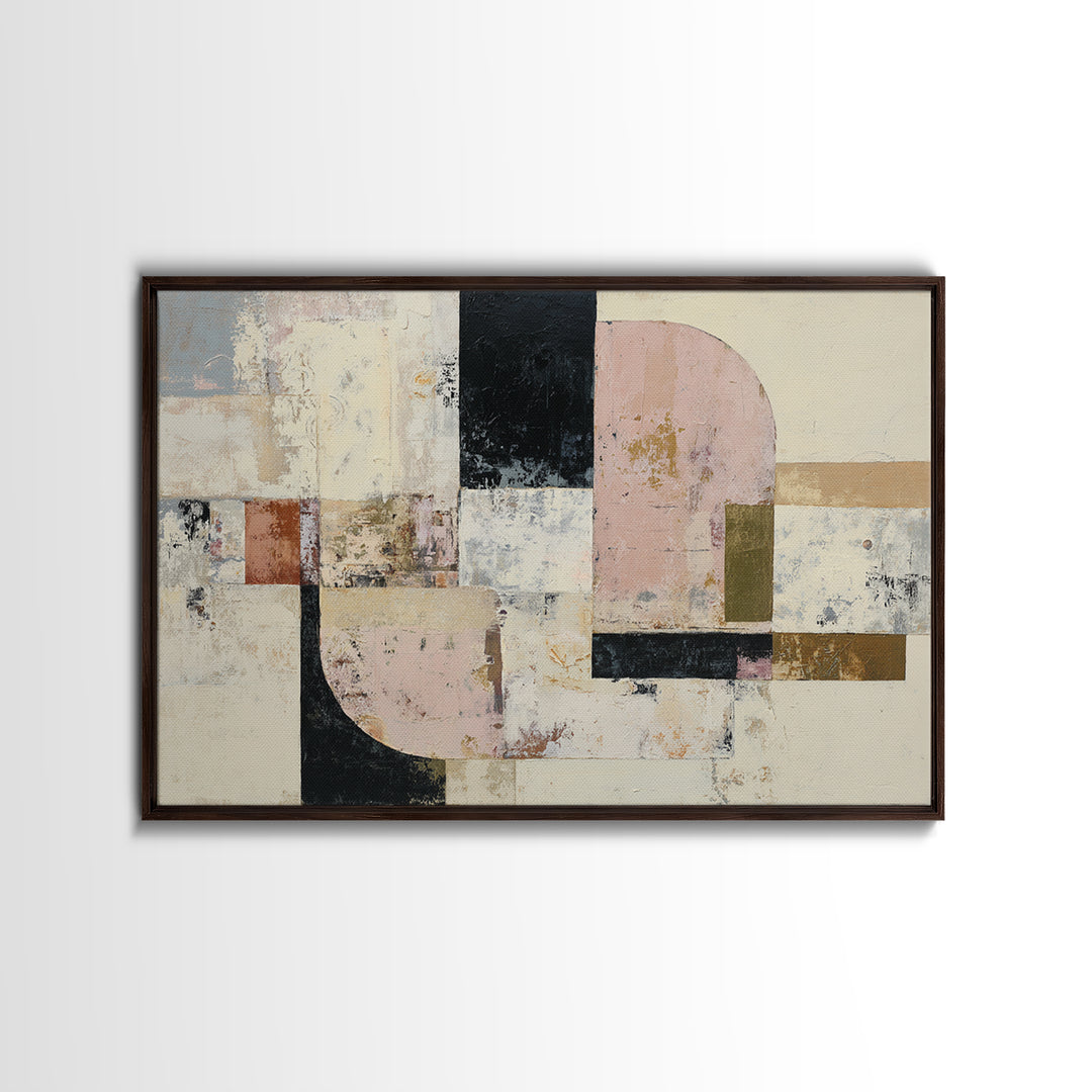 Oval and Rectangle Composition Canvas Print, Midcentury Modern Art, Minimalist Decor, Living Room Decor, Fine Art, Retro, MMA-3x2-68