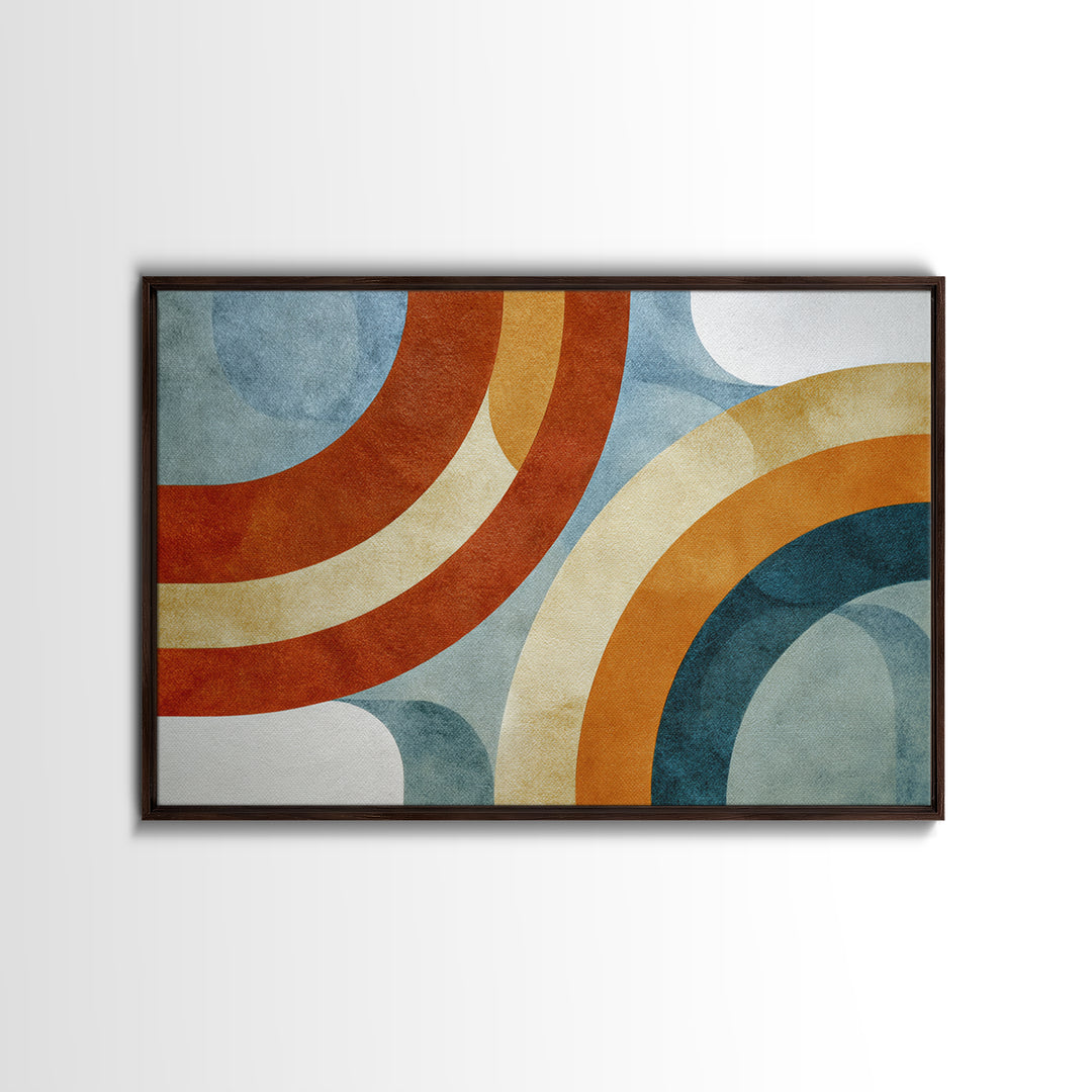 Stacked Arches in Burnt Orange and Cream Canvas Print, Midcentury Modern Art, Boho Decor, Living Room Decor, Oil Painting, MMA-3x2-89