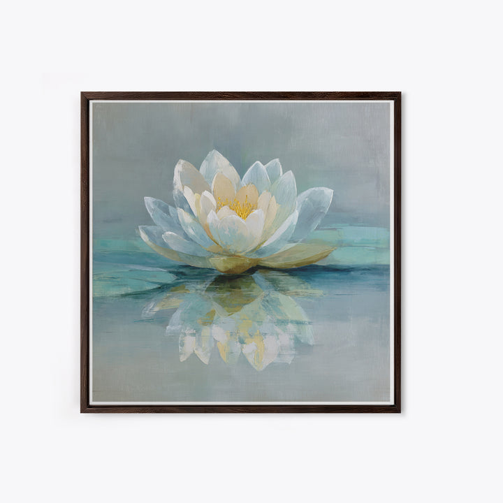 Lotus Flower Floating on Still Water Framed Canvas Print, Medical Office Art, Animal Art, Office Decor, Watercolor Art, Calm, MOA-1x1-11