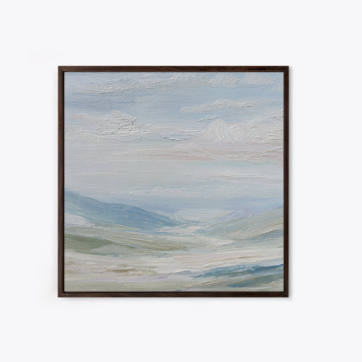 Soft Mountain Landscape Framed Canvas Print, Medical Office Art, Healthcare Wall Art, Office Decor, Oil Painting, Calm, MOA-1x1-2