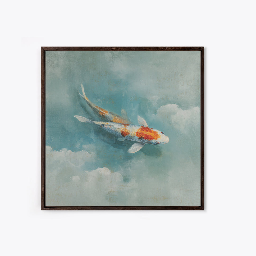 Calm Koi Fish Swimming Through Clear Water Canvas Print, Medical Office Art, Brain Poster, Office Decor, Oil Painting, Calm, MOA-1x1-22