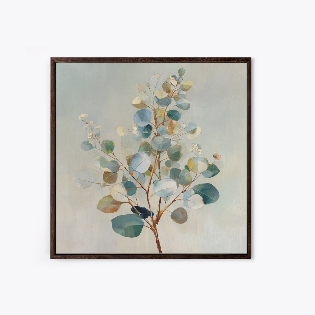 Botanical Eucalyptus Branch Framed Canvas Print, Medical Office Art, Medical Decor, Office Decor, Oil Painting, Calm, MOA-1x1-27