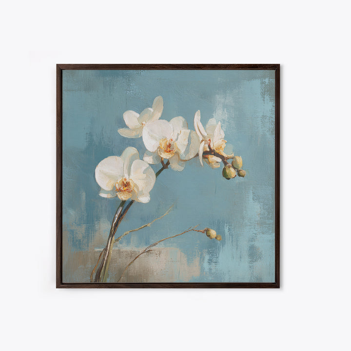 White Orchid on Gray Stone Surface Canvas Print, Medical Office Art, School Nurse Art, Office Decor, Oil Painting, Calm, MOA-1x1-30