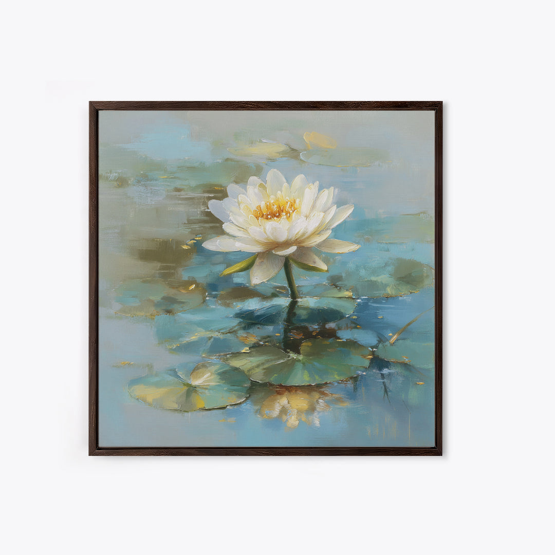 Lotus Flower Floating on Still Water Canvas Print, Medical Office Art, Brain Poster, Office Decor, Watercolor Art, Calm, MOA-1x1-35