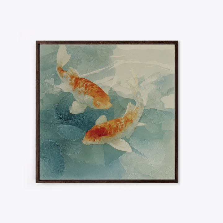 Calm Koi Fish Swimming Through Clear Water Framed Canvas Print, Medical Office Art, Brain Art, Office Decor, Fine Art, Calm, MOA-1x1-46
