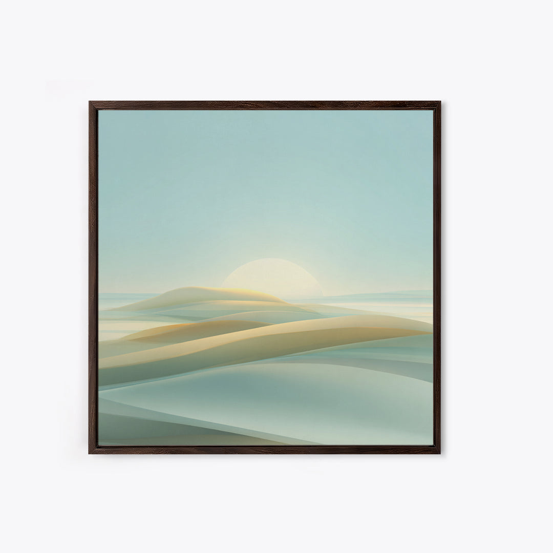 Minimal Sunrise over Rounded Hills Framed Canvas Print, Medical Office Art, Medical Office Decor, Office Decor, Fine Art, Calm, MOA-1x1-47