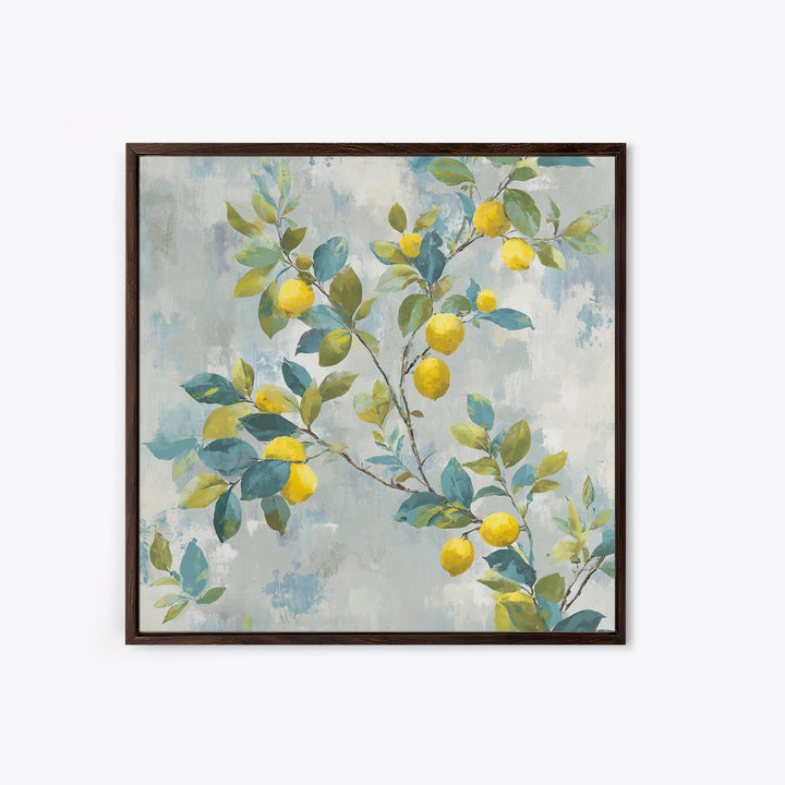 Fresh Citrus and Leaves for Bright Optimism Framed Canvas Print, Medical Office Art, Wall Decor, Office Decor, Fine Art, Calm, MOA-1x1-48