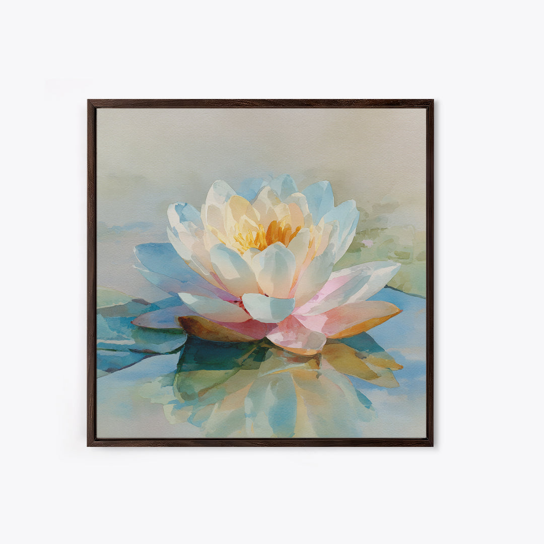 Lotus Flower Floating on Still Water Canvas Print, Medical Office Art, Neuroscience Art, Office Decor, Fine Art, Calm, MOA-1x1-59