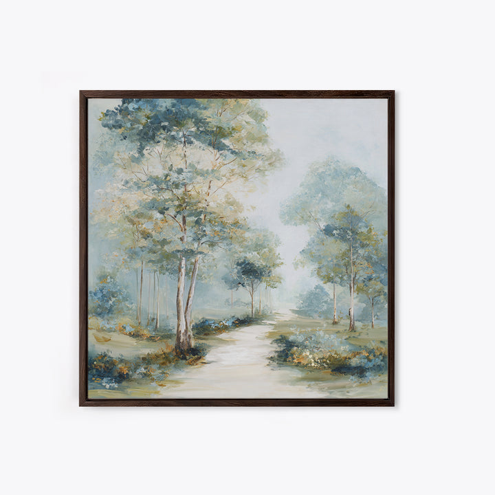 Gentle Forest Path Framed Canvas Print, Medical Office Art, Gallery Decor, Office Decor, Oil Painting, Calm, Contemporary Art, MOA-1x1-65