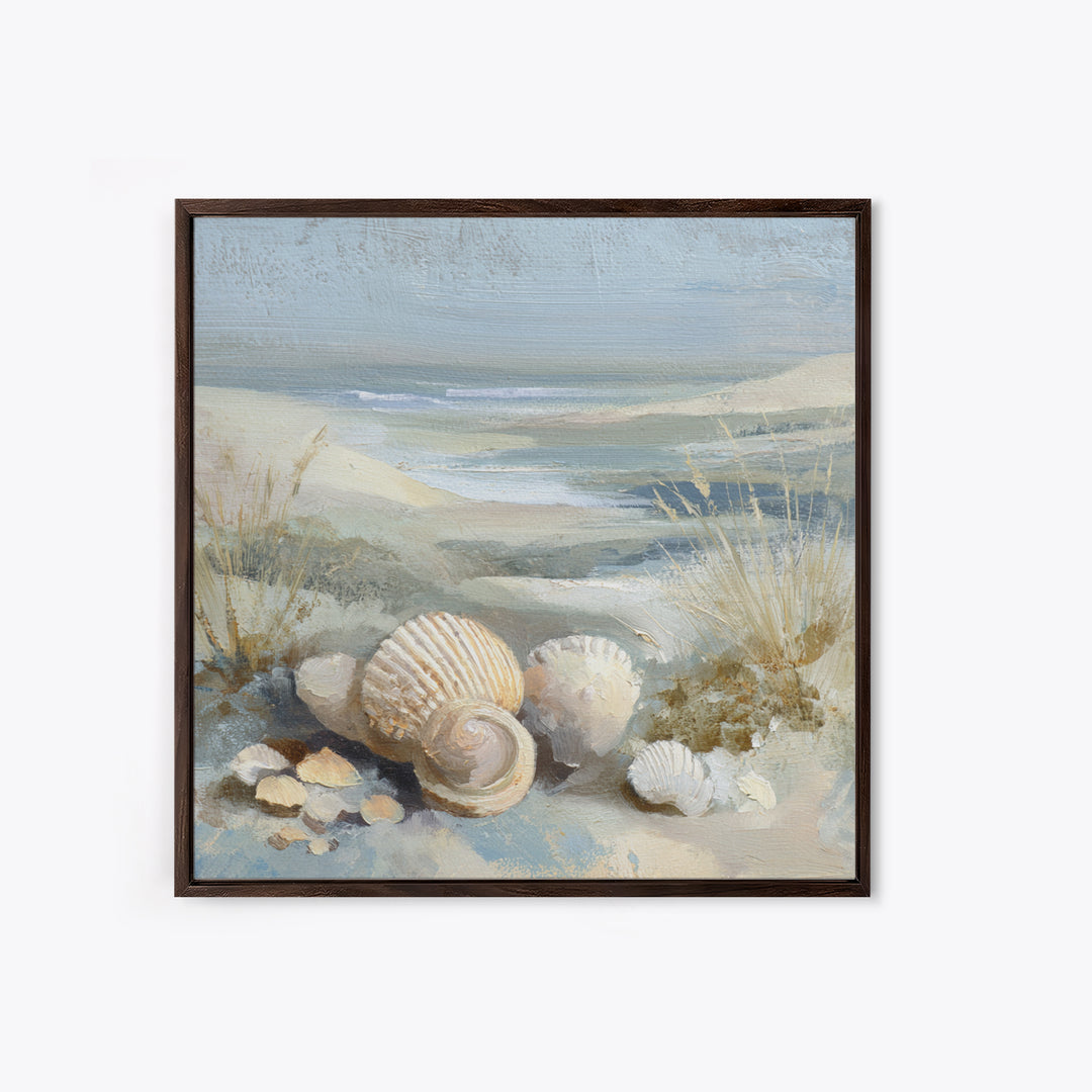 Coastal Shells and Water Study Framed Canvas Print, Medical Office Art, Anatomy Art, Office Decor, Calm, Statement Artwork, MOA-1x1-68
