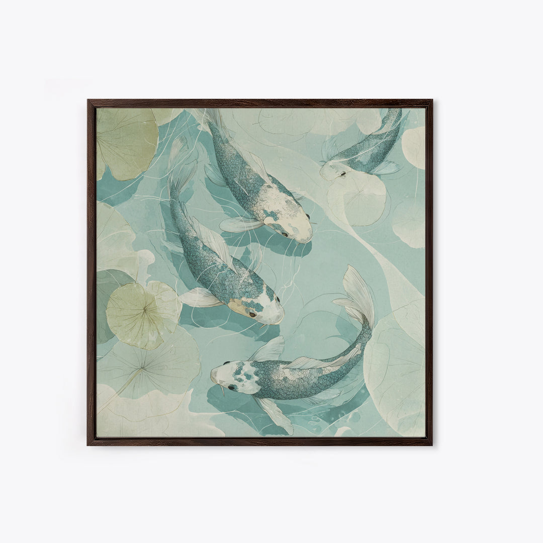 Calm Koi Fish Swimming Through Clear Water Framed Canvas Print, Medical Office Art, Brain Art, Office Decor, Fine Art, Calm, MOA-1x1-70