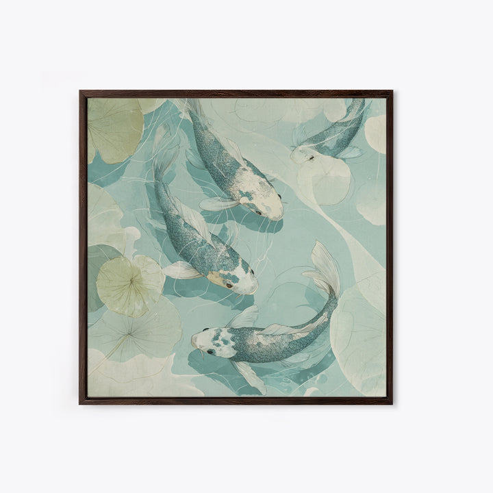 Calm Koi Fish Swimming Through Clear Water Framed Canvas Print, Medical Office Art, Brain Art, Office Decor, Fine Art, Calm, MOA-1x1-70