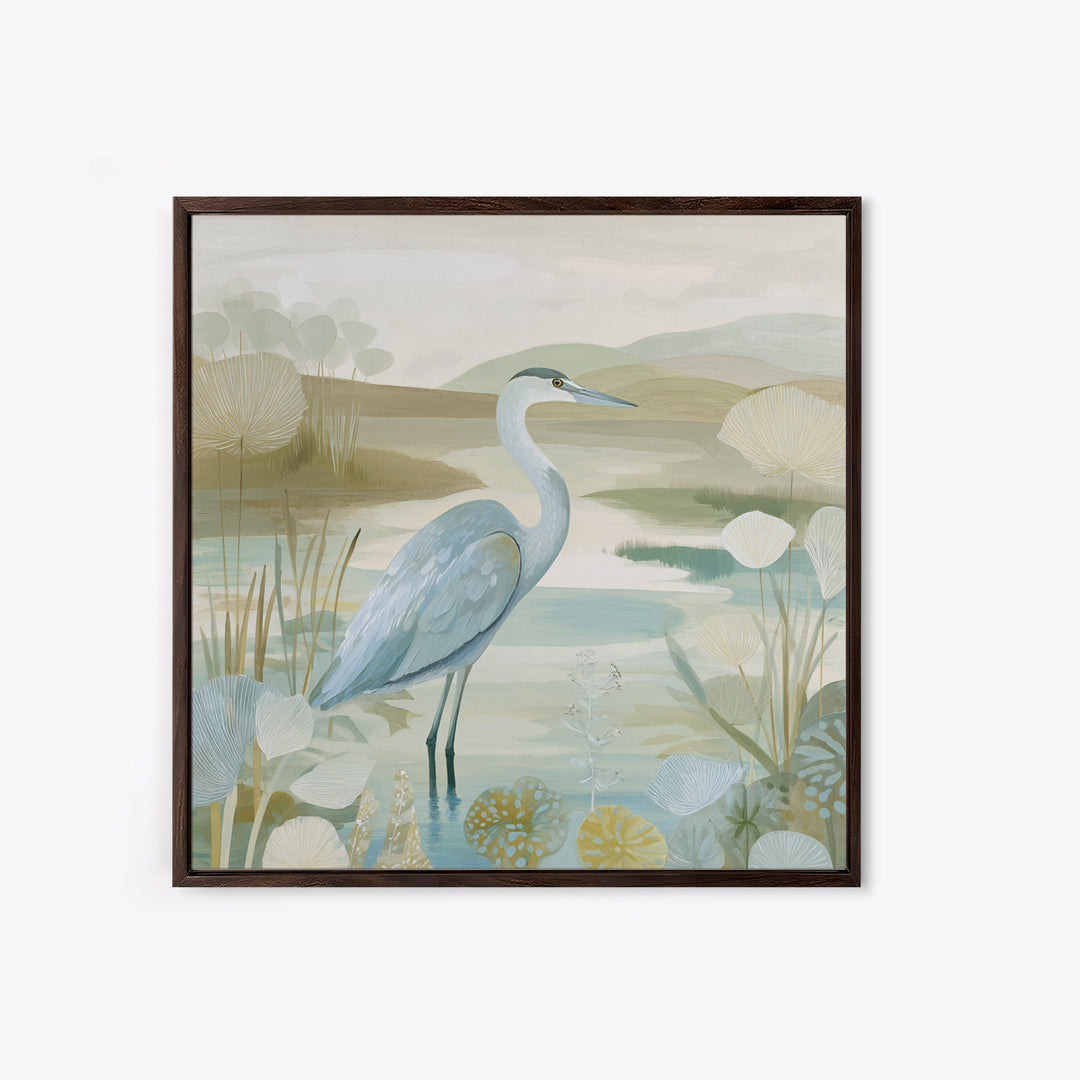 Blue Heron Standing Canvas Print, Medical Office Art, Modern Decor, Office Decor, Fine Art, Calm, Home Decor, Wall Decor, MOA-1x1-86
