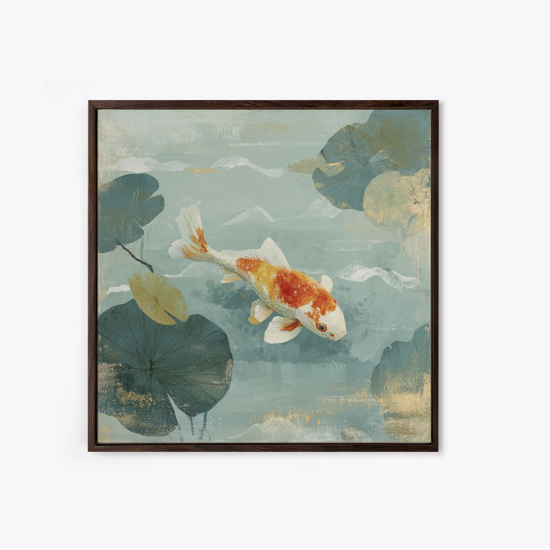 Calm Koi Fish Swimming Through Clear Water Canvas Print, Medical Office Art, Neuroscience Art, Office Decor, Fine Art, Calm, MOA-1x1-94
