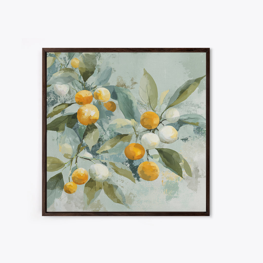 Fresh Citrus and Leaves for Bright Optimism Framed Canvas Print, Medical Office Art, Printable Wall Art, Office Decor, Calm, MOA-1x1-96