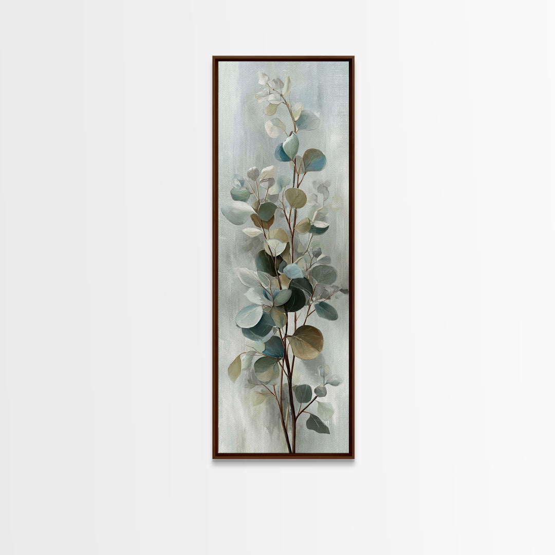 Botanical Eucalyptus Branch Framed Canvas Print, Medical Office Art, Home Decor, Office Decor, Fine Art, Calm, Medical Art, MOA-1x3-15