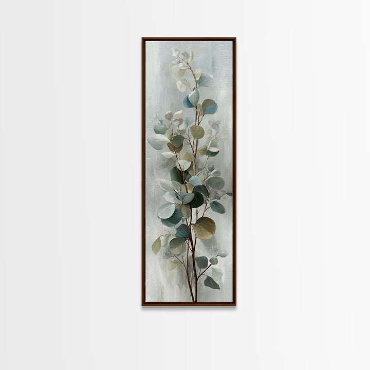 Botanical Eucalyptus Branch Framed Canvas Print, Medical Office Art, Home Decor, Office Decor, Fine Art, Calm, Medical Art, MOA-1x3-15