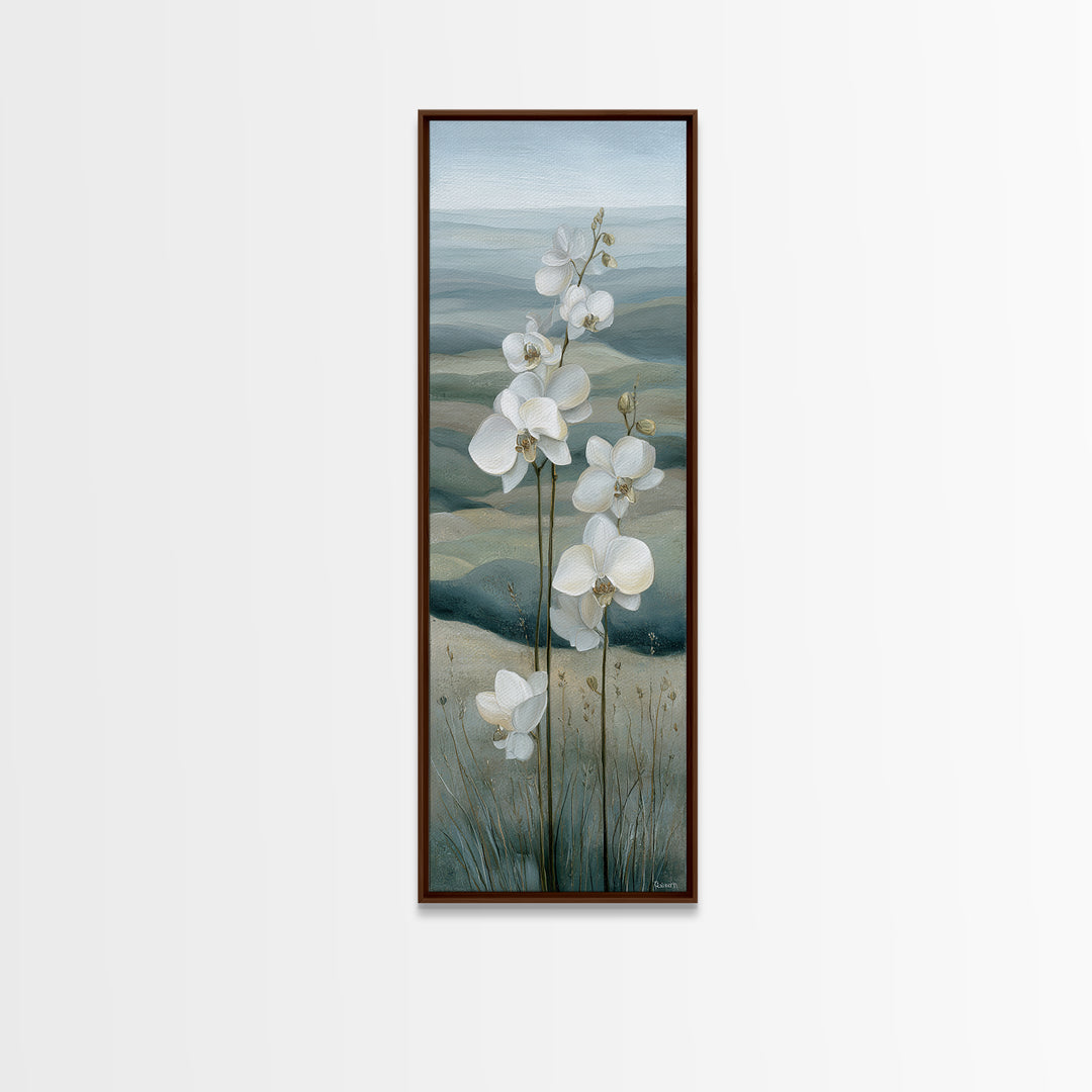 White Orchid on Gray Stone Surface Canvas Print, Medical Office Art, Nurse Wall Art, Office Decor, Fine Art, Calm, Room Decor, MOA-1x3-18
