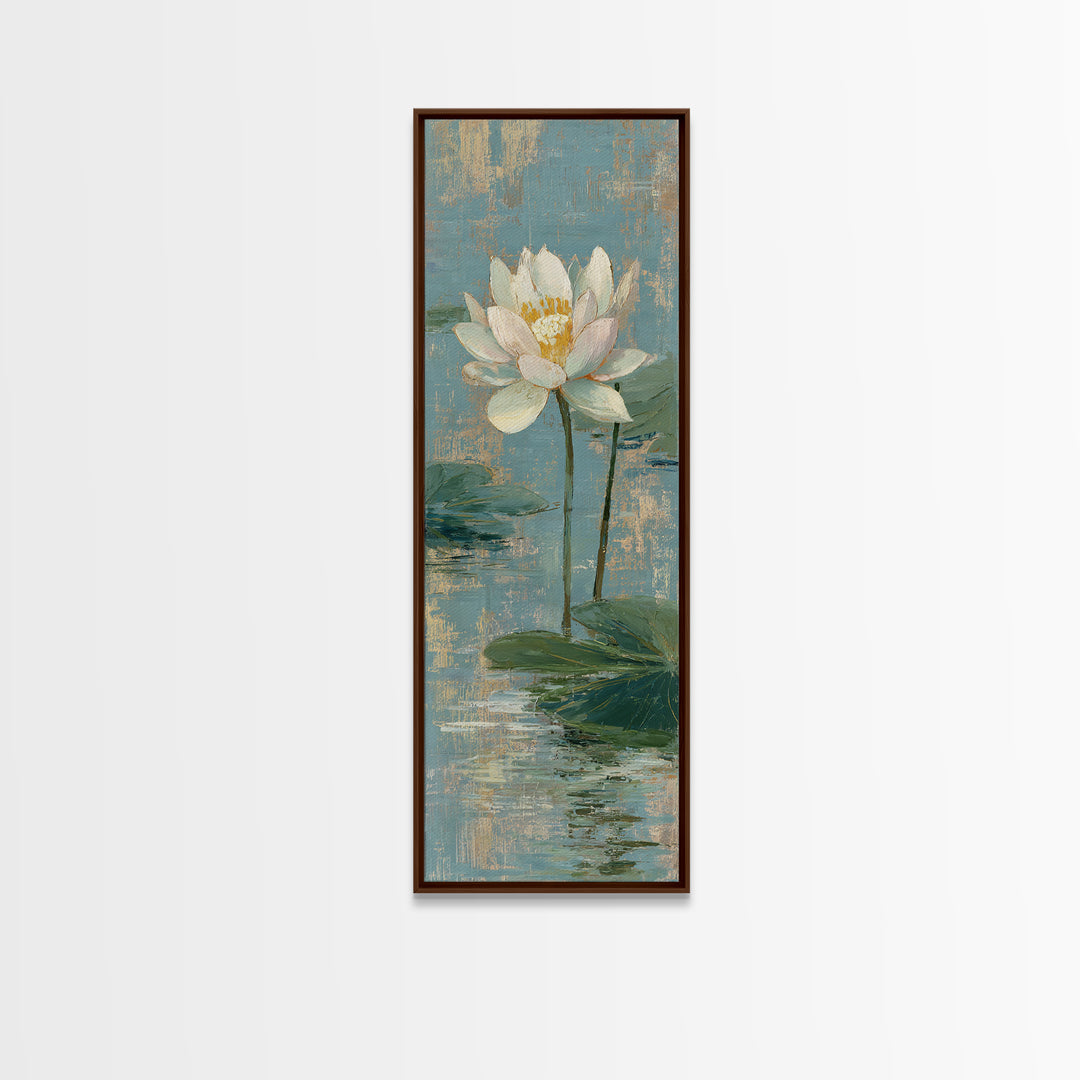Lotus Flower Floating on Still Water Canvas Print, Medical Office Art, Digital Art, Office Decor, Watercolor Art, Calm, MOA-1x3-23