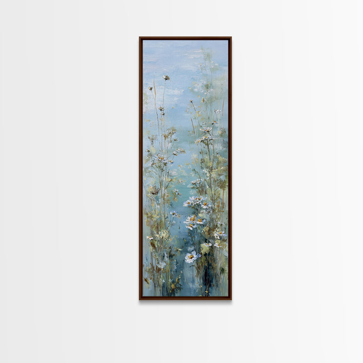 Sunlit Meadow with Wildflowers and Calm Mood Framed Canvas Print, Medical Office Art, Office Decor, Oil Painting, Calm, MOA-1x3-24
