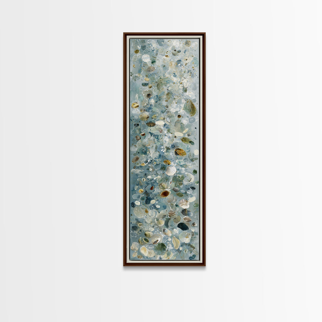 Coastal Shells and Water Study Canvas Print, Medical Office Art, Textured Painting, Office Decor, Calm, Minimalist Art, MOA-1x3-32