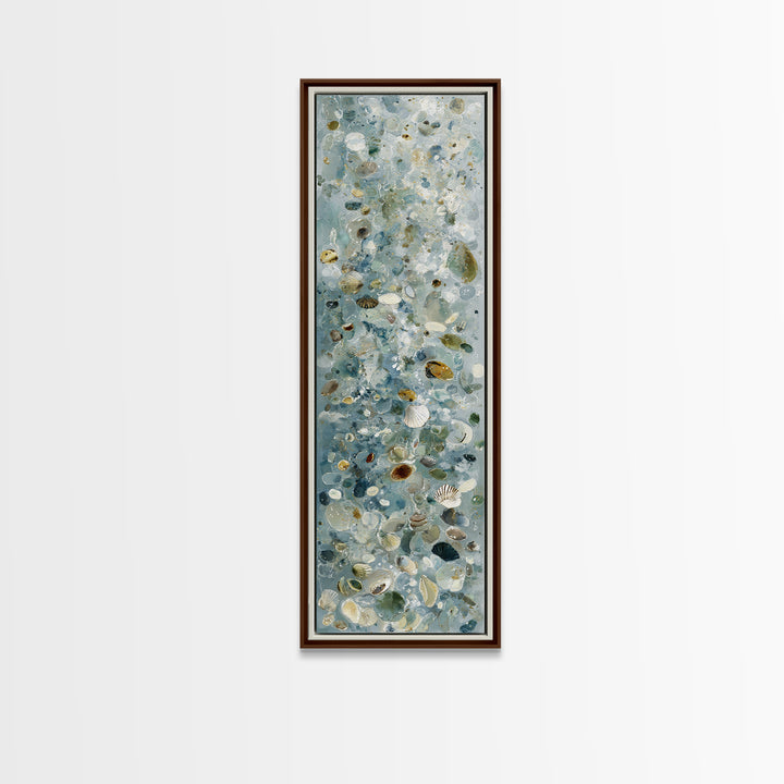 Coastal Shells and Water Study Canvas Print, Medical Office Art, Textured Painting, Office Decor, Calm, Minimalist Art, MOA-1x3-32