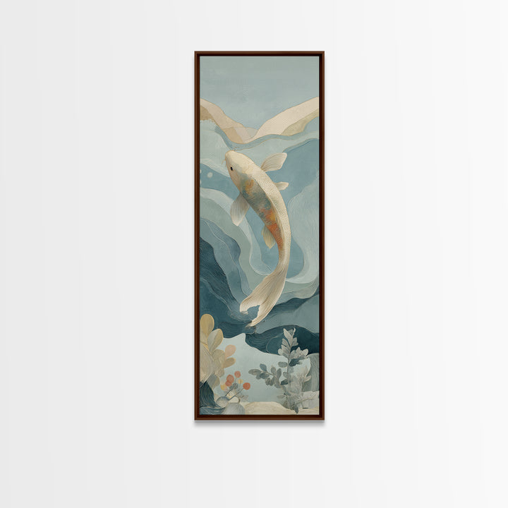 Calm Koi Fish Swimming Through Clear Water Framed Canvas Print, Medical Office Art, School Nurse Art, Office Decor, MOA-1x3-34