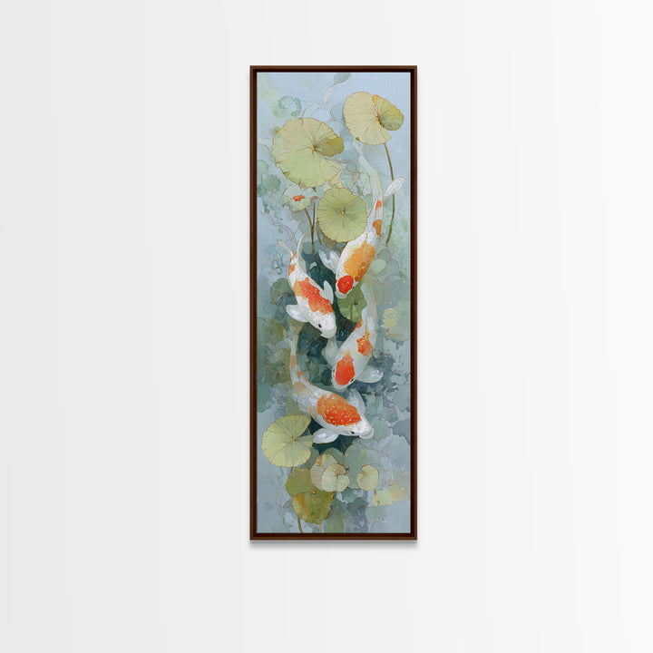 Calm Koi Fish Swimming Through Clear Water Framed Canvas Print, Medical Office Art, School Nurse Art, Office Decor, MOA-1x3-58
