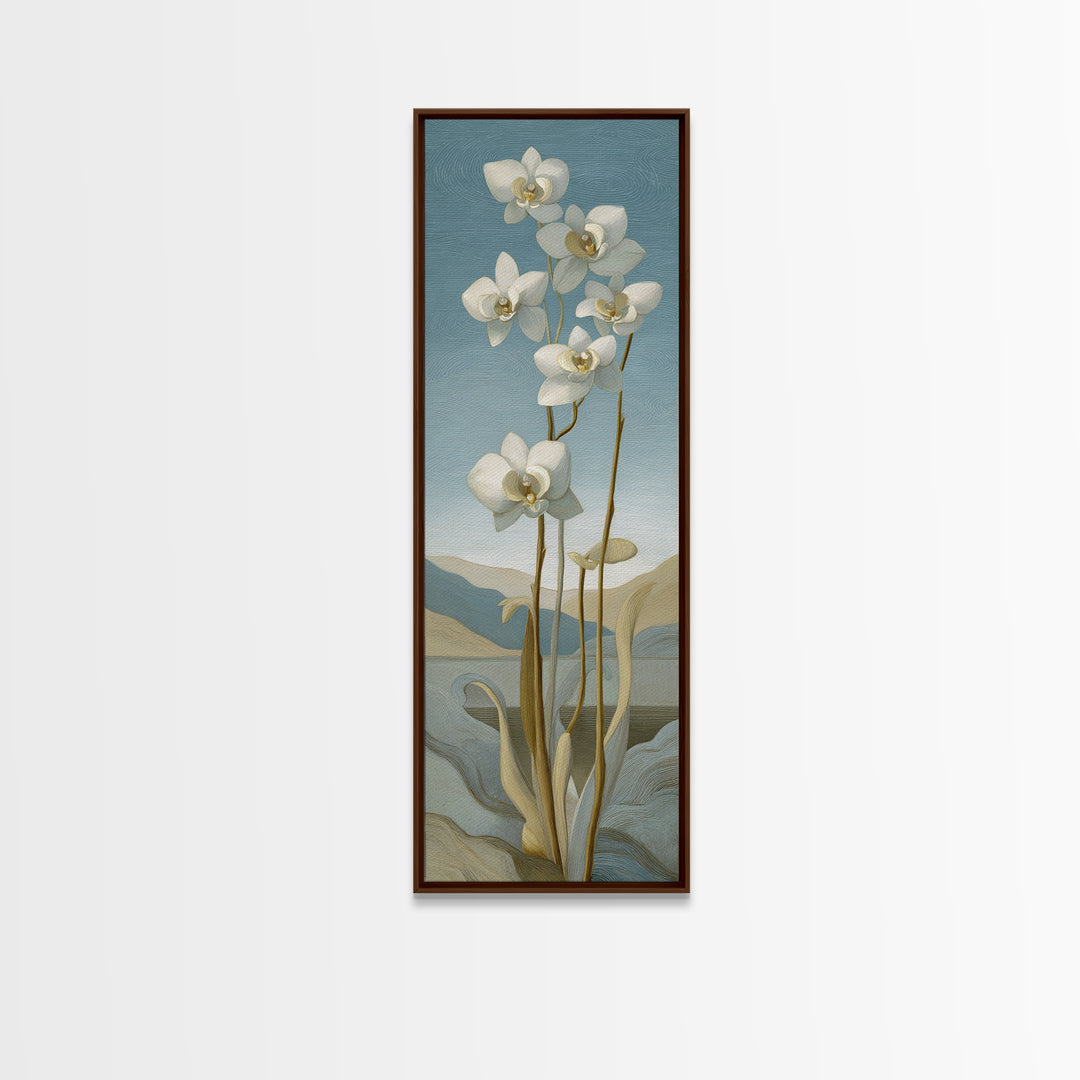 White Orchid on Gray Stone Surface Framed Canvas Print, Medical Office Art, Modern Decor, Office Decor, Fine Art, Calm, MOA-1x3-66